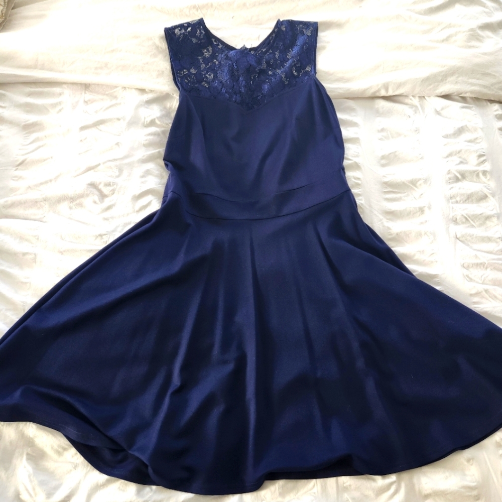 Navy blue cocktail dress with lace